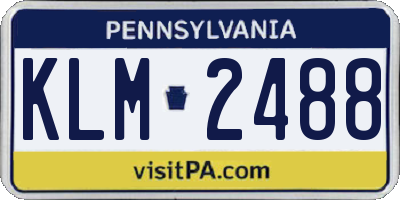 PA license plate KLM2488
