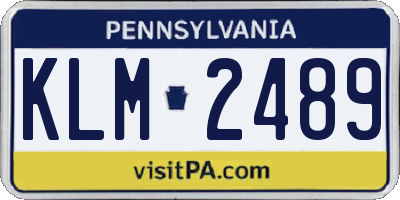 PA license plate KLM2489