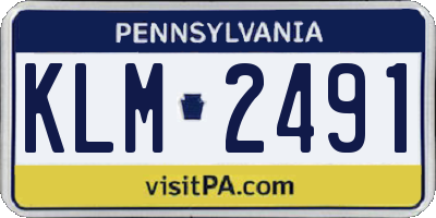 PA license plate KLM2491