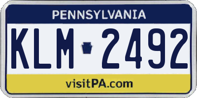 PA license plate KLM2492
