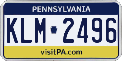 PA license plate KLM2496