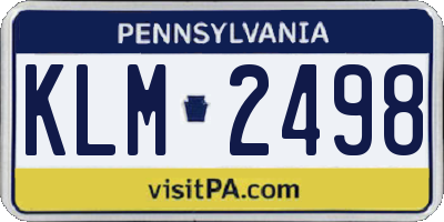 PA license plate KLM2498