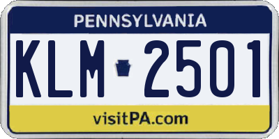 PA license plate KLM2501