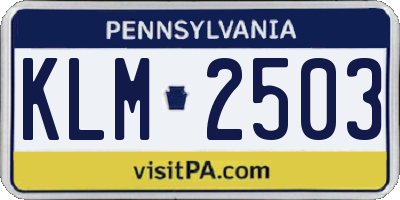 PA license plate KLM2503