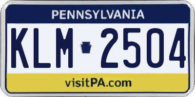 PA license plate KLM2504