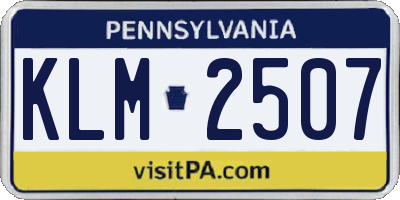 PA license plate KLM2507