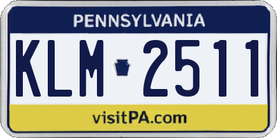 PA license plate KLM2511