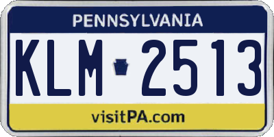 PA license plate KLM2513