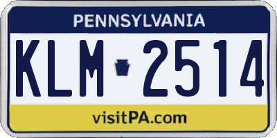 PA license plate KLM2514