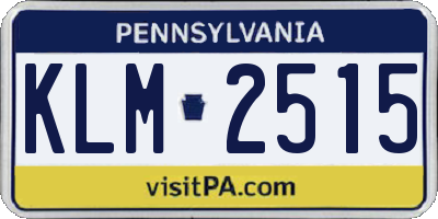 PA license plate KLM2515