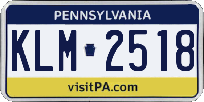 PA license plate KLM2518
