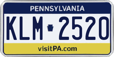 PA license plate KLM2520