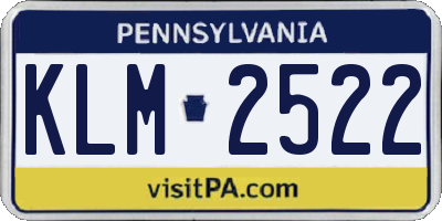 PA license plate KLM2522