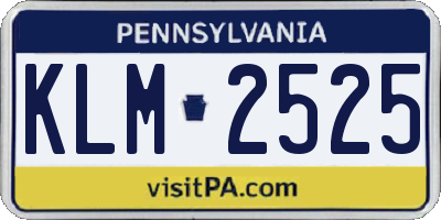 PA license plate KLM2525