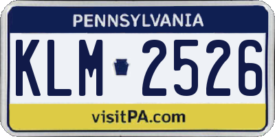 PA license plate KLM2526