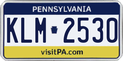 PA license plate KLM2530