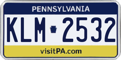 PA license plate KLM2532