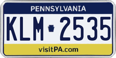 PA license plate KLM2535