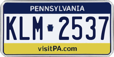 PA license plate KLM2537