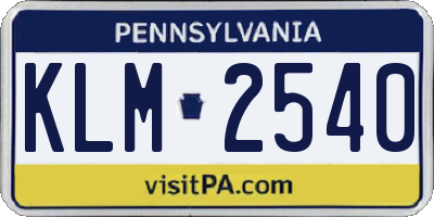PA license plate KLM2540