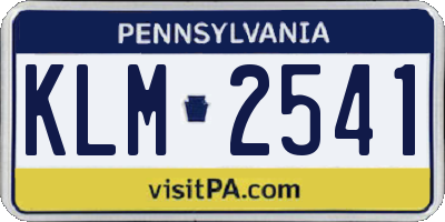 PA license plate KLM2541