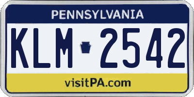 PA license plate KLM2542