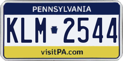 PA license plate KLM2544