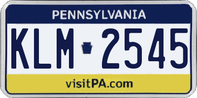 PA license plate KLM2545