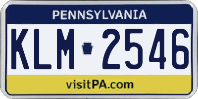 PA license plate KLM2546