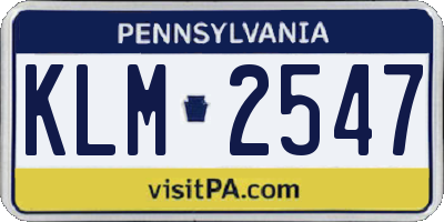 PA license plate KLM2547