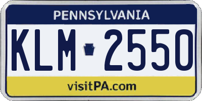 PA license plate KLM2550