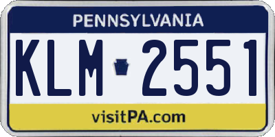 PA license plate KLM2551