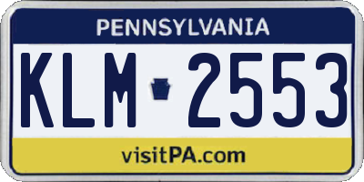 PA license plate KLM2553