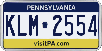 PA license plate KLM2554