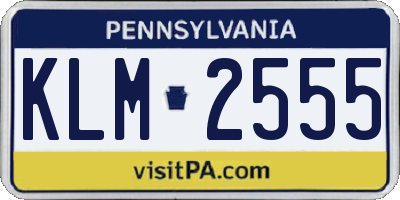 PA license plate KLM2555