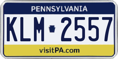 PA license plate KLM2557