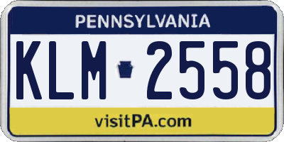 PA license plate KLM2558