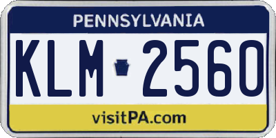 PA license plate KLM2560