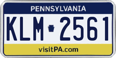 PA license plate KLM2561