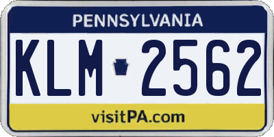 PA license plate KLM2562