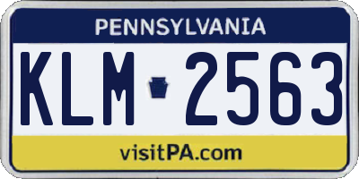 PA license plate KLM2563
