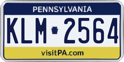 PA license plate KLM2564