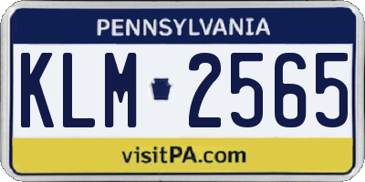 PA license plate KLM2565