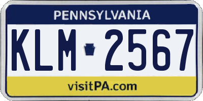 PA license plate KLM2567