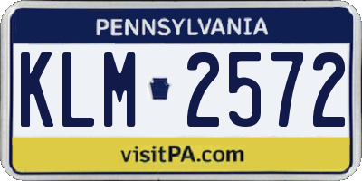 PA license plate KLM2572