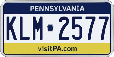 PA license plate KLM2577