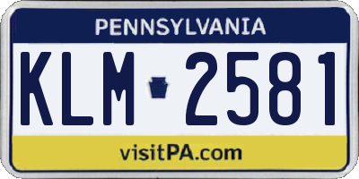 PA license plate KLM2581