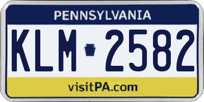 PA license plate KLM2582