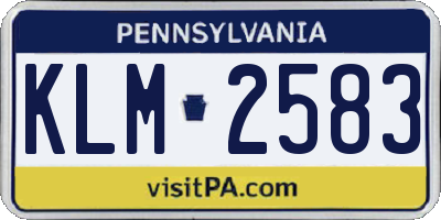 PA license plate KLM2583