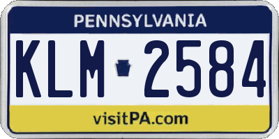 PA license plate KLM2584